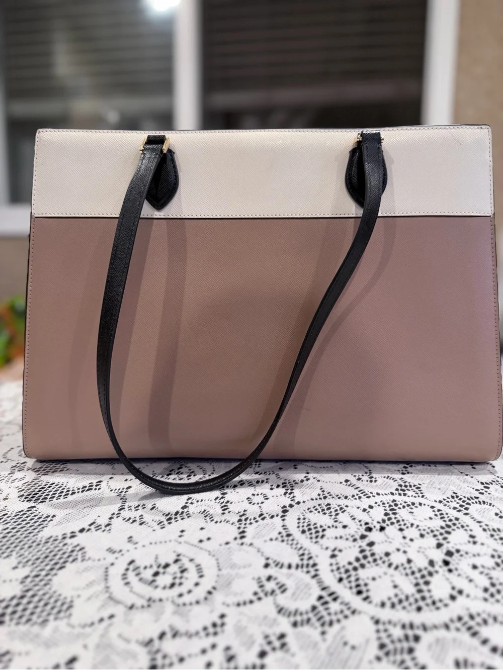 kate spade Two-Tone Blush Pink, White & Black Tote